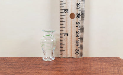 Dollhouse Classic Pedestal Vase Green Swirl 1:12 Scale Glass Miniature Decor