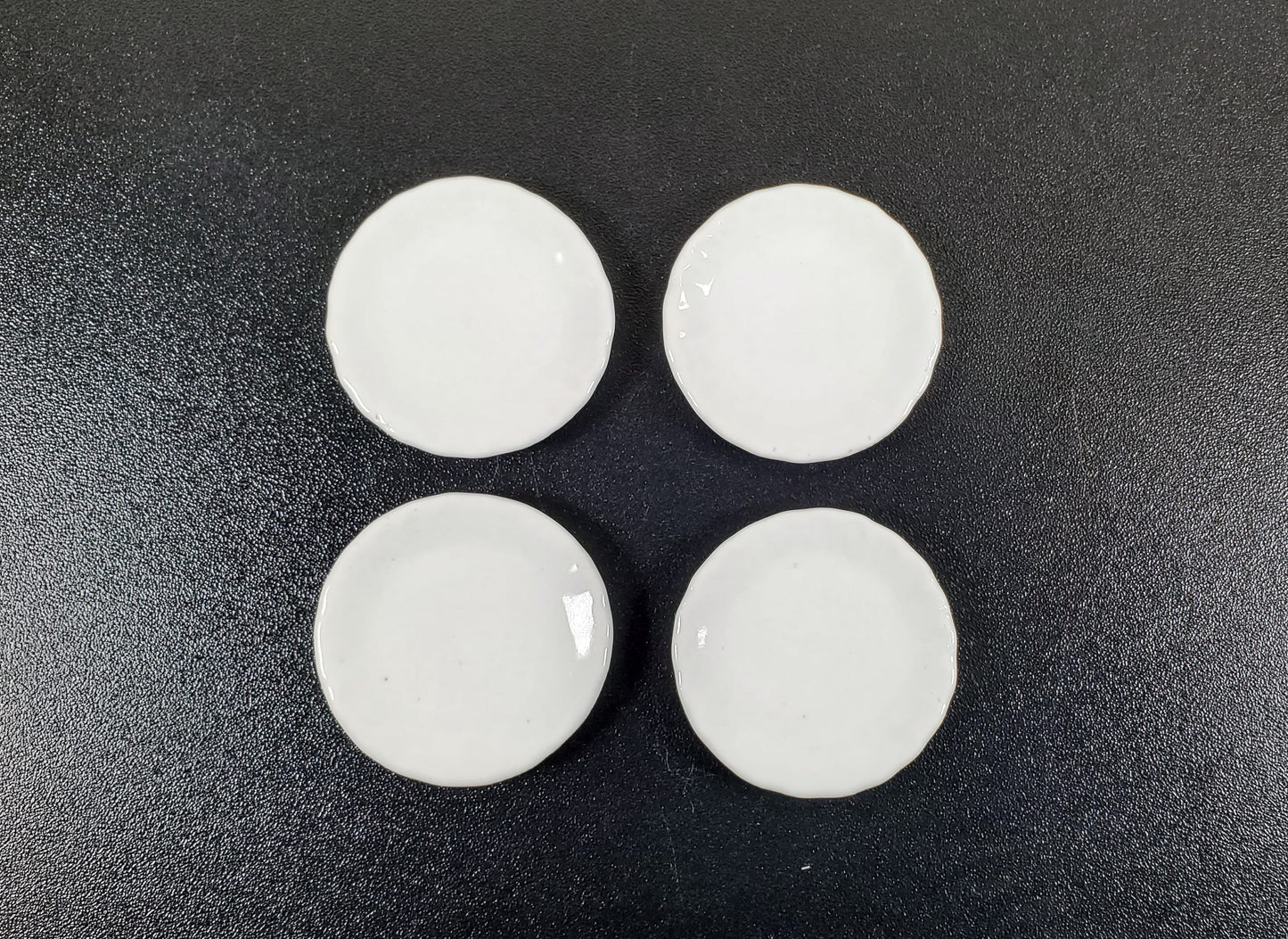 Dollhouse Large Round Plates 1:6 Scale 1 1/2" White Set of 4 Ceramic