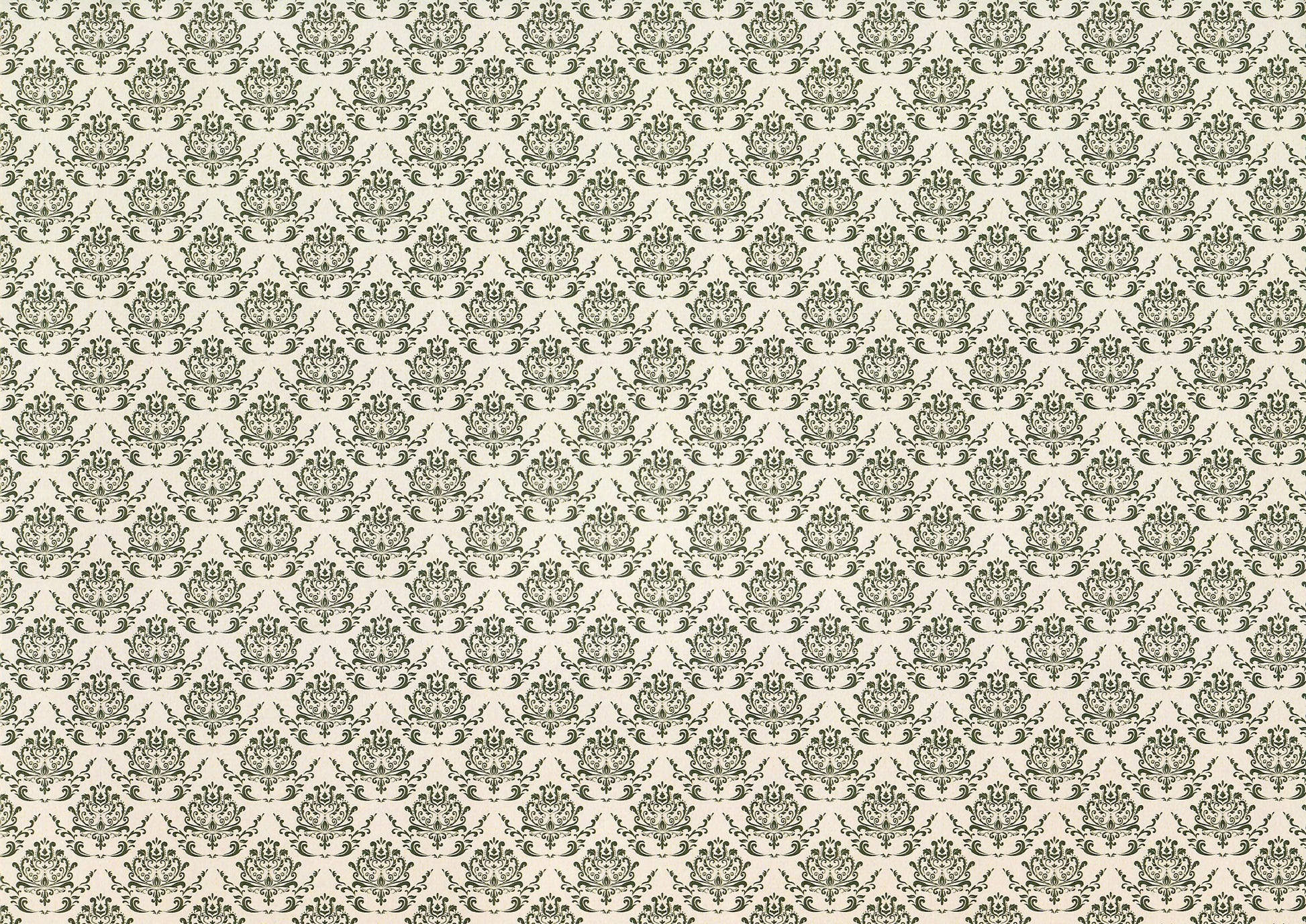 Dollhouse Wallpaper Beige Dark Green Damask 3 Sheets 1:12 Scale Miniature