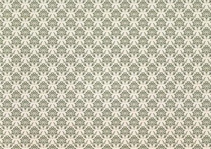 Dollhouse Wallpaper Beige Dark Green Damask 3 Sheets 1:12 Scale Miniature