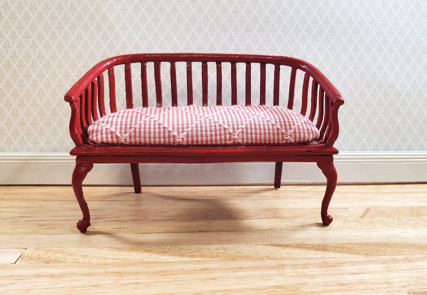 Dollhouse Padded Bench Handmade Estate Piece 1:12 Scale Miniature Furniture