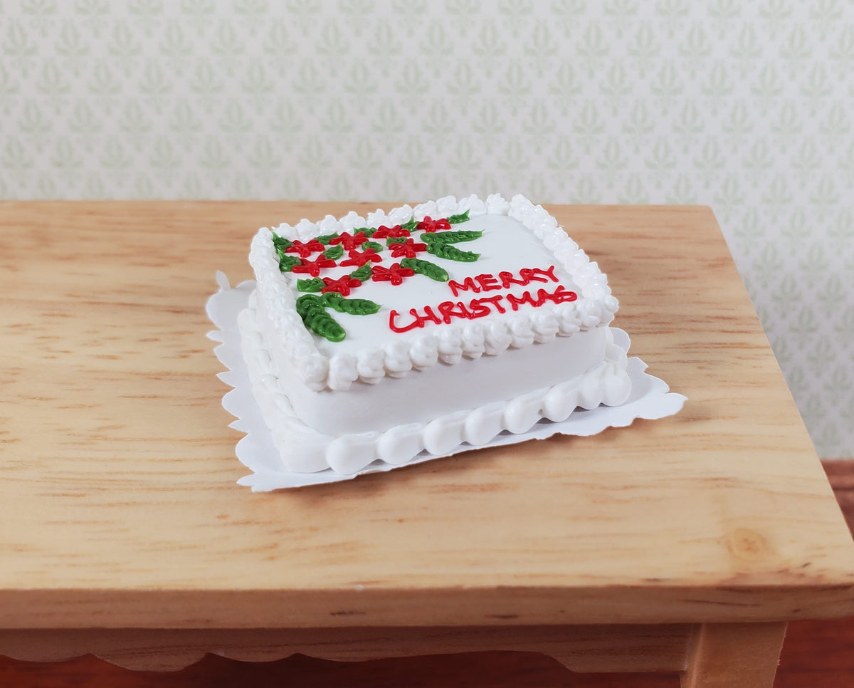 Dollhouse Merry Christmas Sheet Cake 1:12 Scale Miniature Food Bakery
