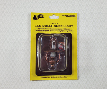 Dollhouse Battery Light "Gas" Ceiling Light Copper 1:12 Scale Lantern Houseworks