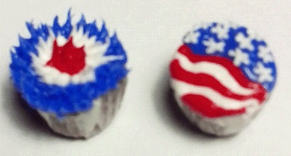 Dollhouse Patriotic Cupcakes Set of 2 1:12 Scale Miniature Food