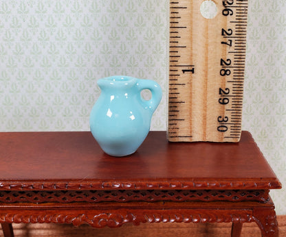 Dollhouse Jug with Handle Sea Green Ceramic 1:12 Scale Miniature Decor