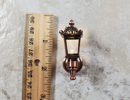 Dollhouse Carriage Light Lantern Bronze Wand Operated Battery 1:12 Scale Coach