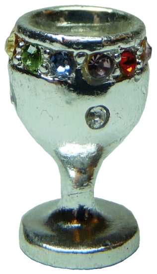 Dollhouse Silver Chalice Goblet Large with Random Jewels 1:12 Scale Miniature