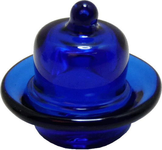 Dollhouse Blue Glass Dish with Lid 1:12 Scale Miniature Kitchen Dining Decor