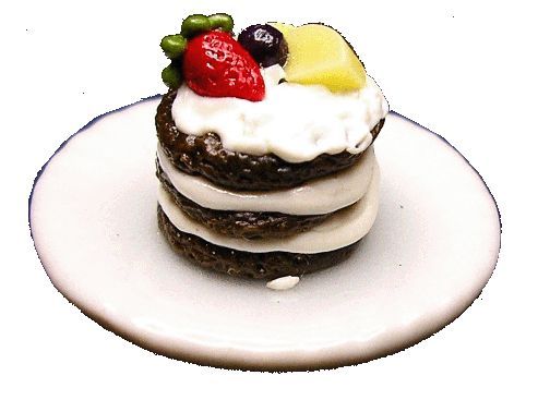 Dollhouse Chocolate Cream Dessert with Fruit 1:12 Scale Miniature Food