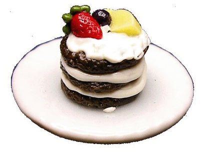 Dollhouse Chocolate Cream Dessert with Fruit 1:12 Scale Miniature Food