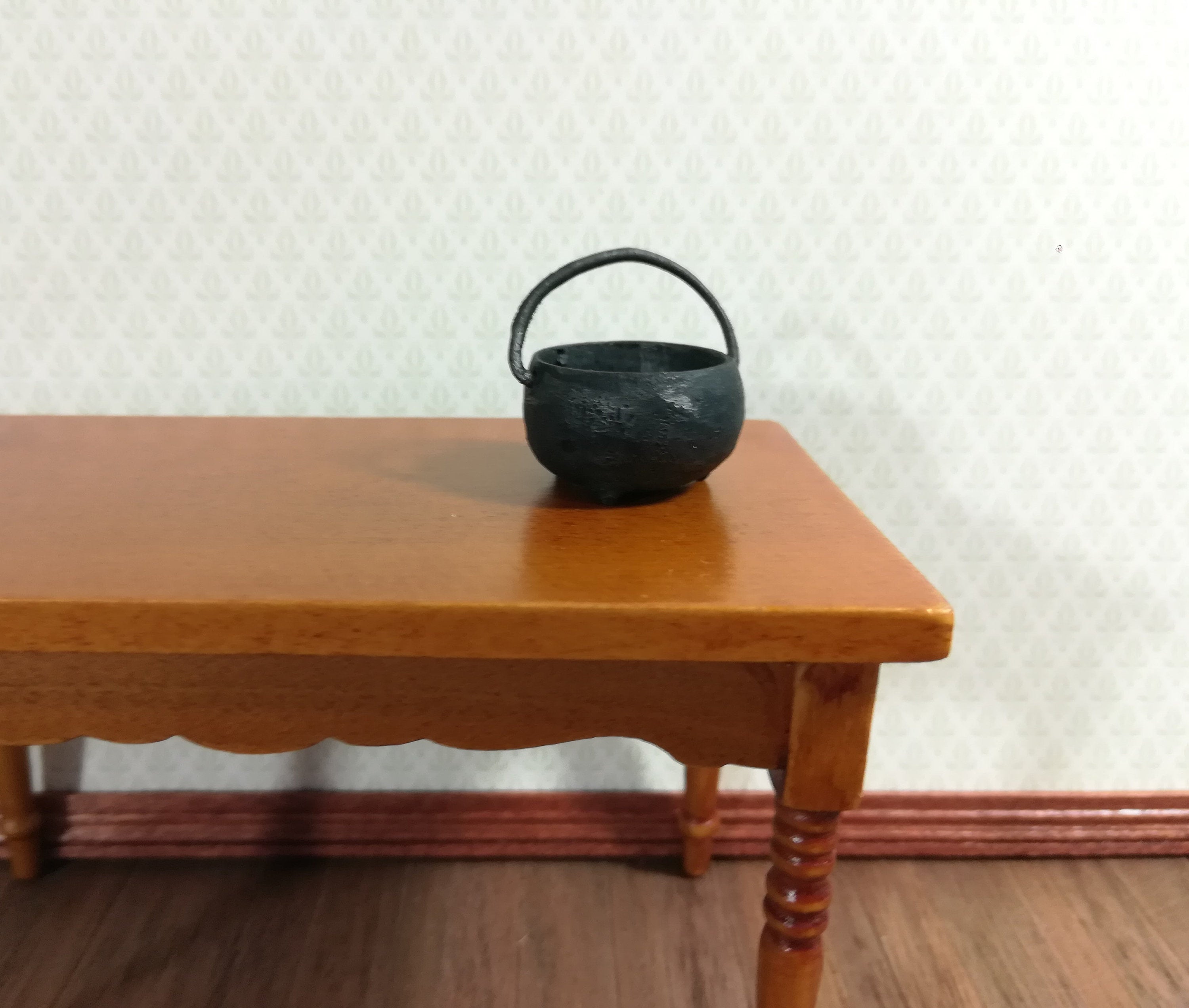 Mini Engine Cauldron Dollhouse Miniature Black Cauldron Medium Size 1:12 Scale Black