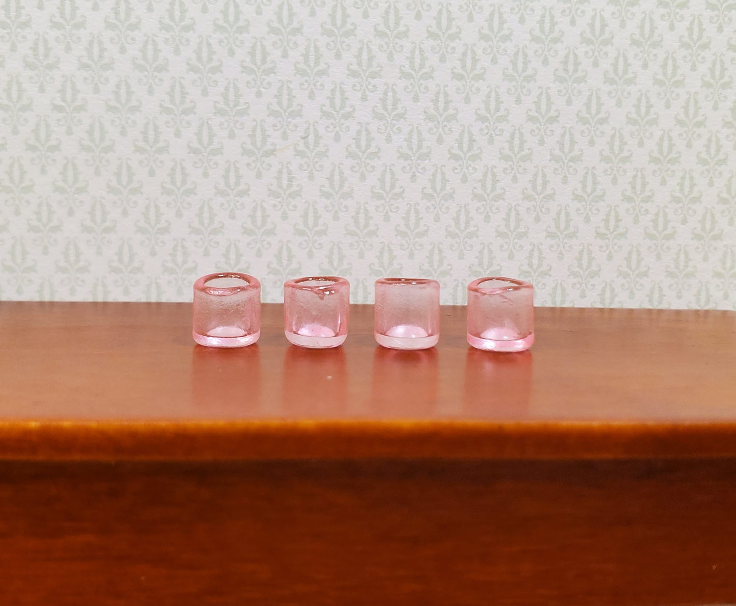 Dollhouse HALF SCALE Light Pink Glass Cup x4 1:24 Miniature Glasses Kitchen