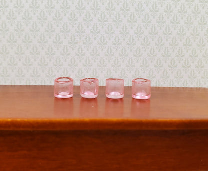 Dollhouse HALF SCALE Light Pink Glass Cup x4 1:24 Miniature Glasses Kitchen