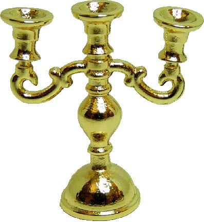 Dollhouse 3 Arm Candelabra Gold Metal 1:12 Scale Miniature