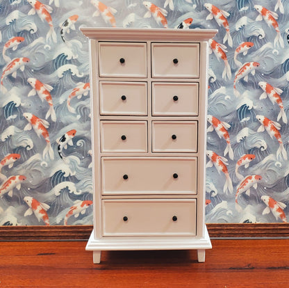 JBM Dollhouse Tall Dresser Country Style White Finish 1:12 Scale Furniture
