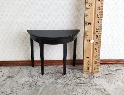 Dollhouse Half Round Hall Table Black Finish 1:12 Scale Miniature Furniture