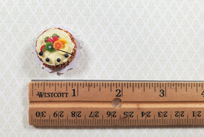 Dollhouse Fruit Topped Cake Sliced 1:12 Scale Miniature Dessert Food Bakery