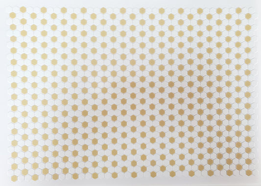 Dollhouse Hexagon Vinyl Tile Flooring Embossed Beige on White Floor 1:12 Scale Miniatures