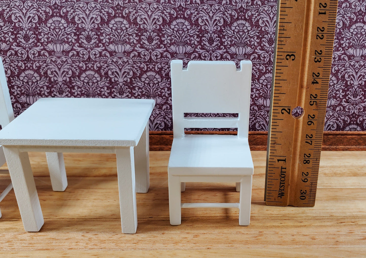 Dollhouse Small Table & Chairs Set Child Size 1:12 Scale Miniature Furniture