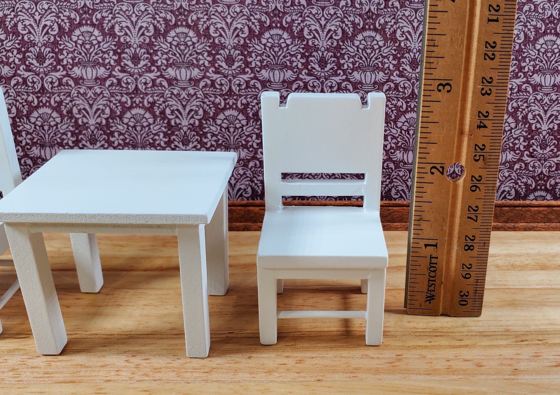 Dollhouse Small Table & Chairs Set Child Size 1:12 Scale Miniature Furniture