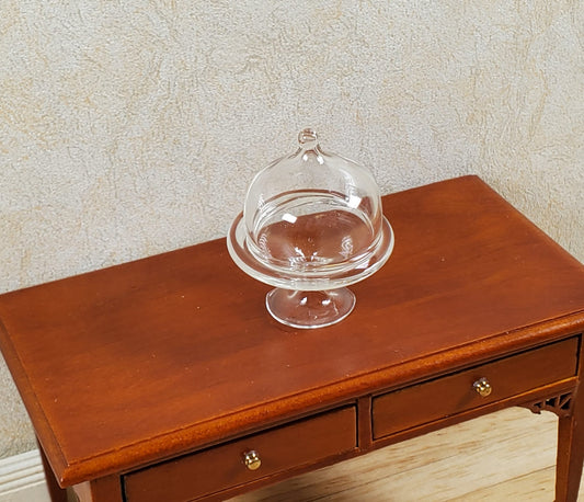 Dollhouse Small Domed Clear Glass Dessert Plate Pedestal 1:12 Scale Miniature