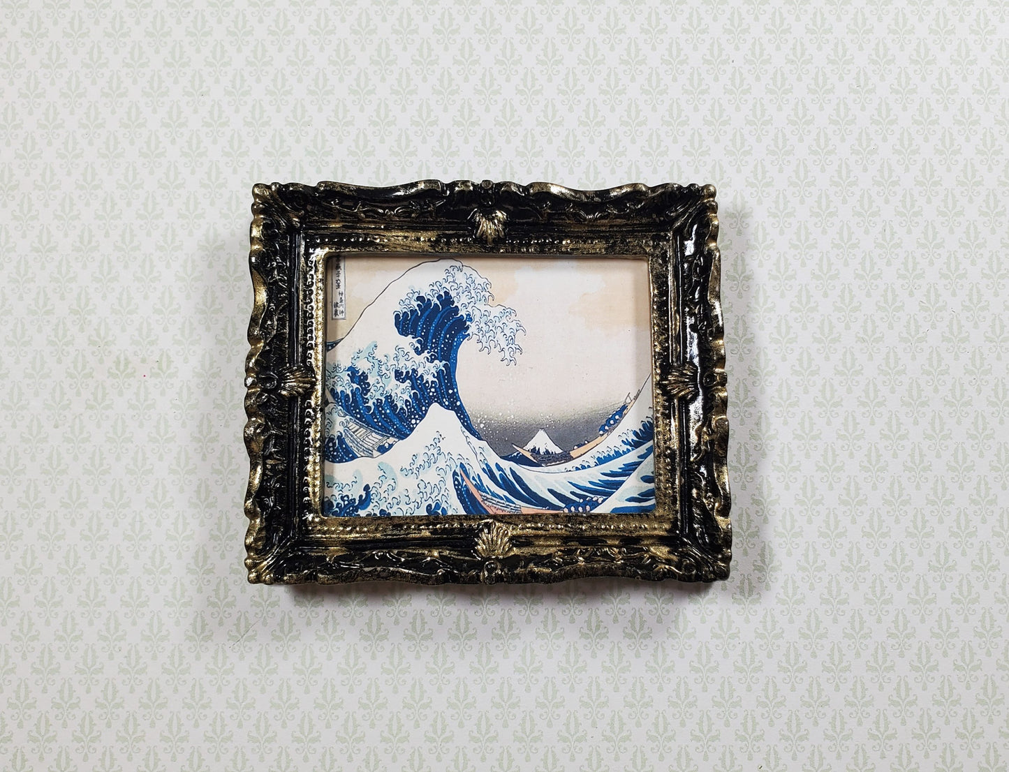 Miniature The Great Wave Print Framed by Hokusai 1:12 Scale Dollhouse