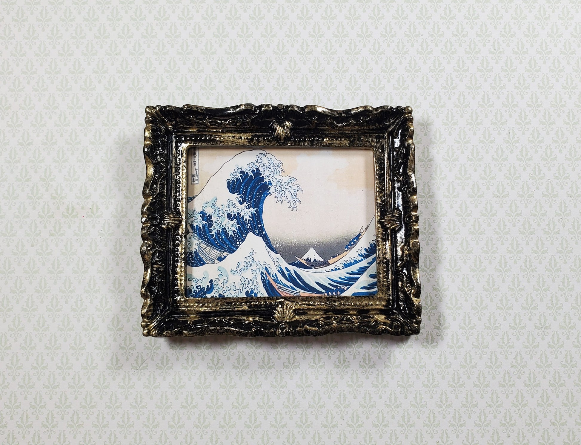 Miniature The Great Wave Print Framed by Hokusai 1:12 Scale Dollhouse