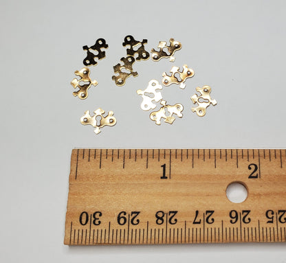 Dollhouse Miniature Key Plate x10 Gold Plated Brass 1:12 Scale Chippendale Style