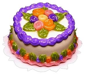 Dollhouse Floral Decorated Round Cake 1:12 Scale Miniature Dessert Food Bakery