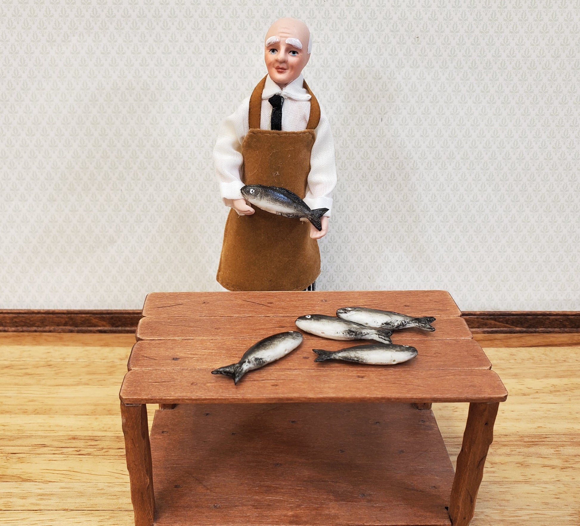 Miniature Fish Set of 5 for Dollhouse Food Seafood Grocer Grocery Store 1 1/4"