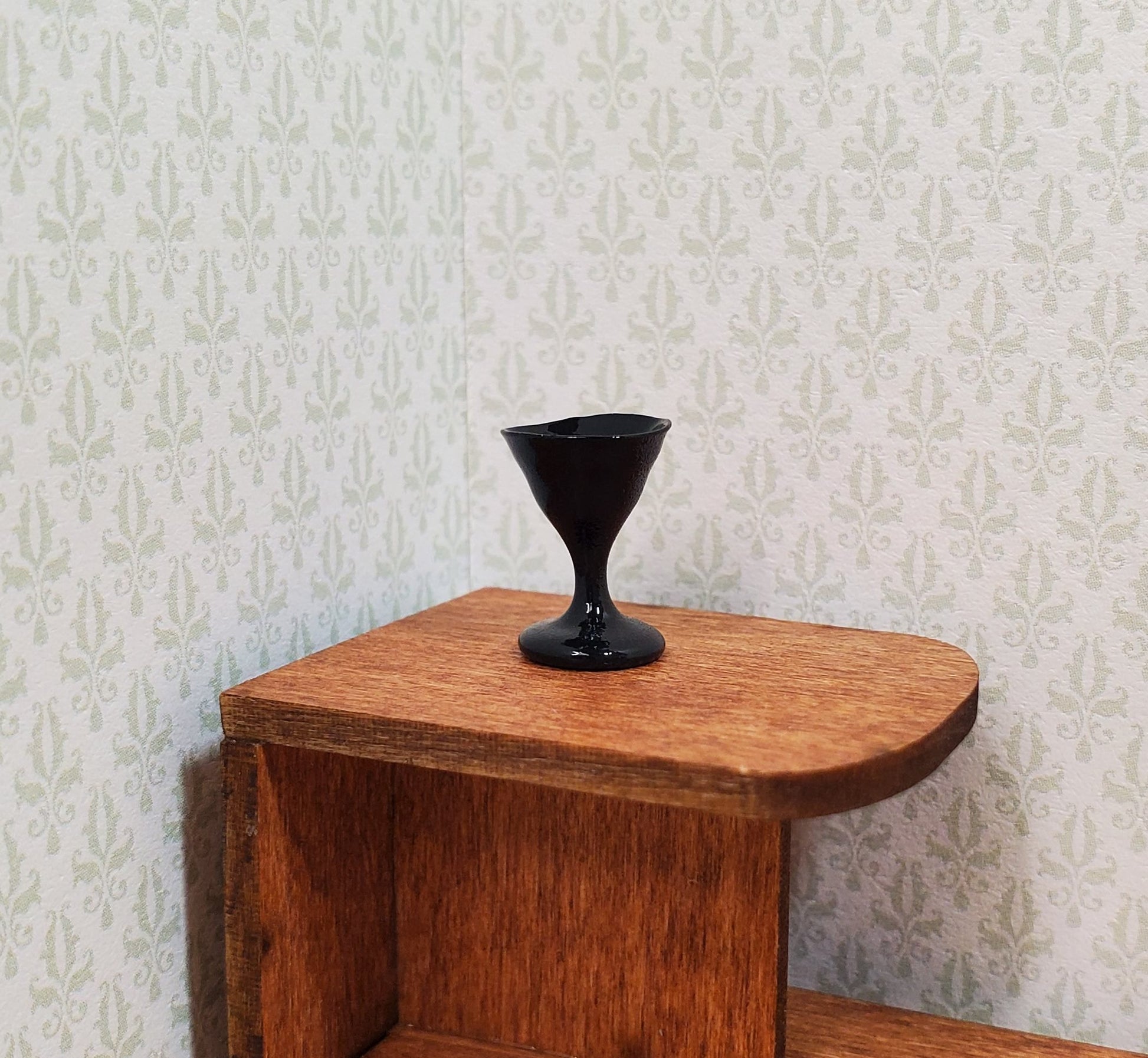 Dollhouse Black Martini Glass Small 1:12 Scale Miniature Kitchen Halloween Decor