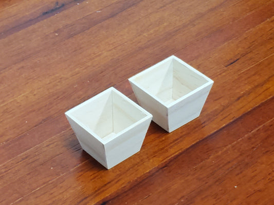 Dollhouse Box Planted Wood Square Set of 2 1:12 Scale by Falcon Miniatures