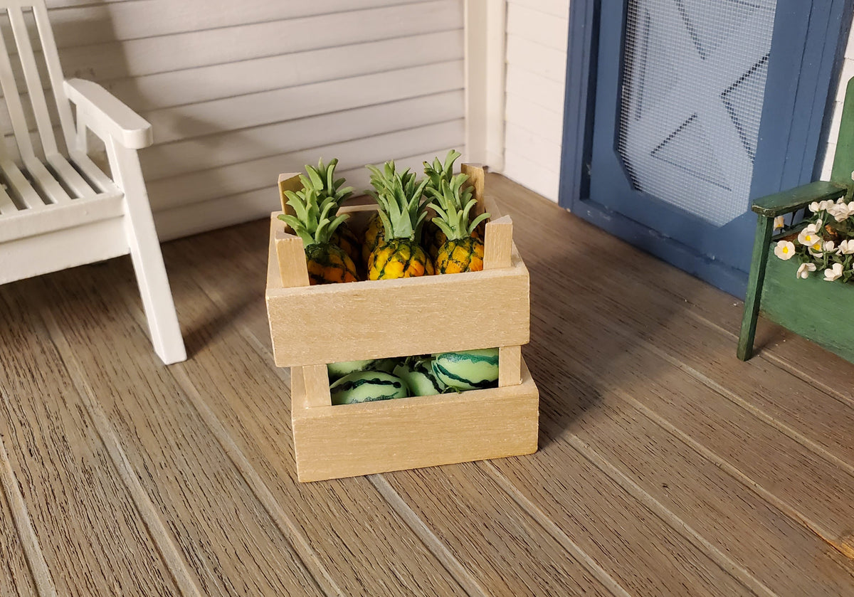 Dollhouse Miniature Fruit or Vegetable Crates x2 Stackable 1:12 Scale Wood