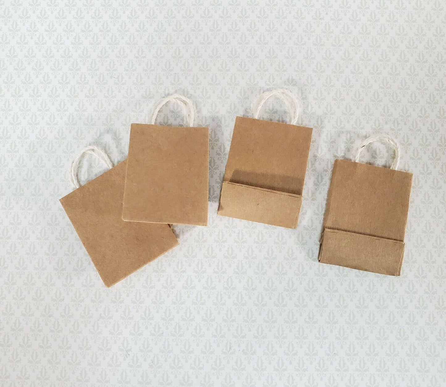 Dollhouse Brown Grocery Bags Shopping Paper Set of 4 1:12 Scale Miniature Decor
