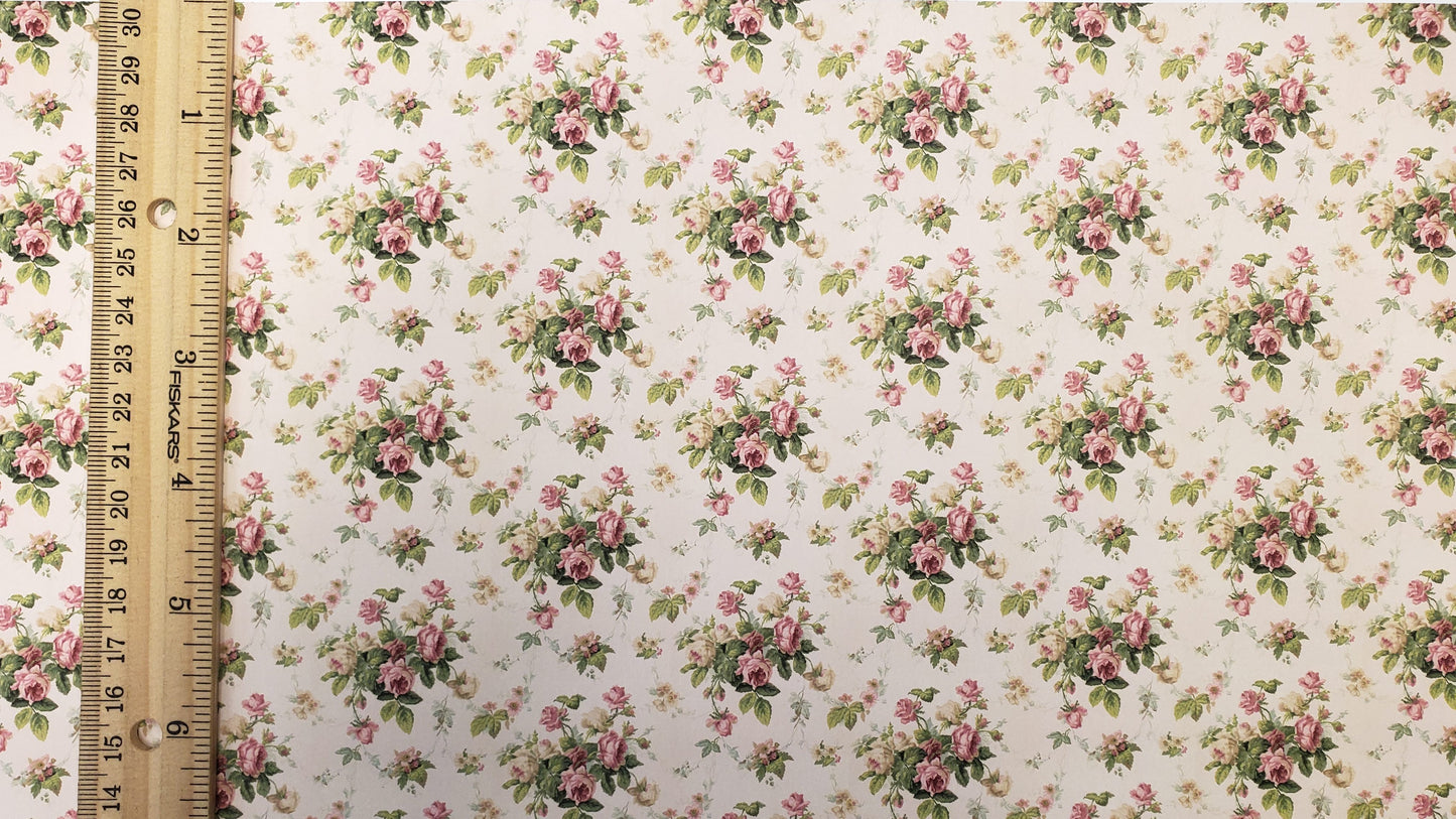 Dollhouse Wallpaper Rose Spray Bradbury & Bradbury 1:12 Scale Miniature