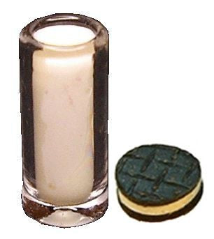 Dollhouse Small Glass of Milk with Cookie 1:12 Scale Miniature Food Drink