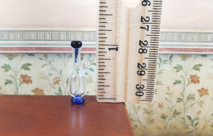 Dollhouse Blue Trim Glass Bottle with Top 1:12 Scale Miniature Decoration Drinks