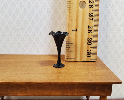 Dollhouse Black Floral Vase Tall Slim 1:12 Scale Miniature Decoration