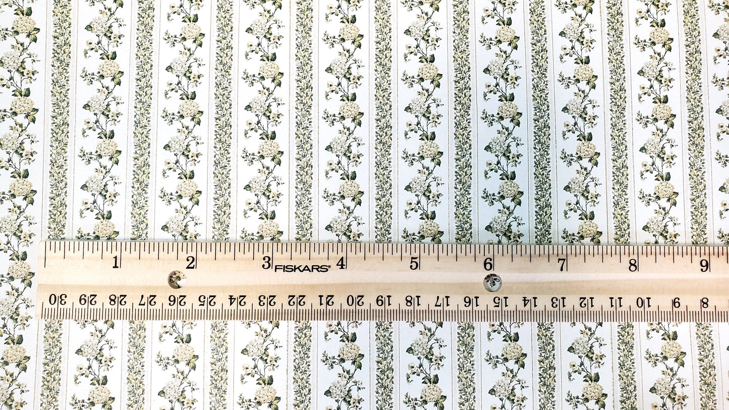 Dollhouse Wallpaper Hydrangeas Green 3 Sheets MiniGraphics "Kismet Stripe" 1:12 Scale