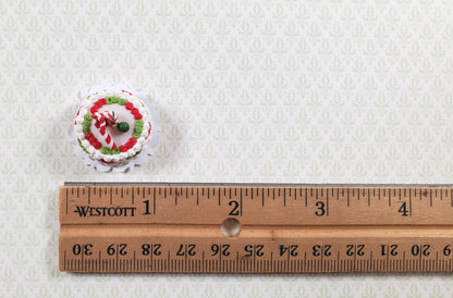 Dollhouse Peppermint Candy Cane Xmas Cake 1:12 Scale Miniature Food Bakery