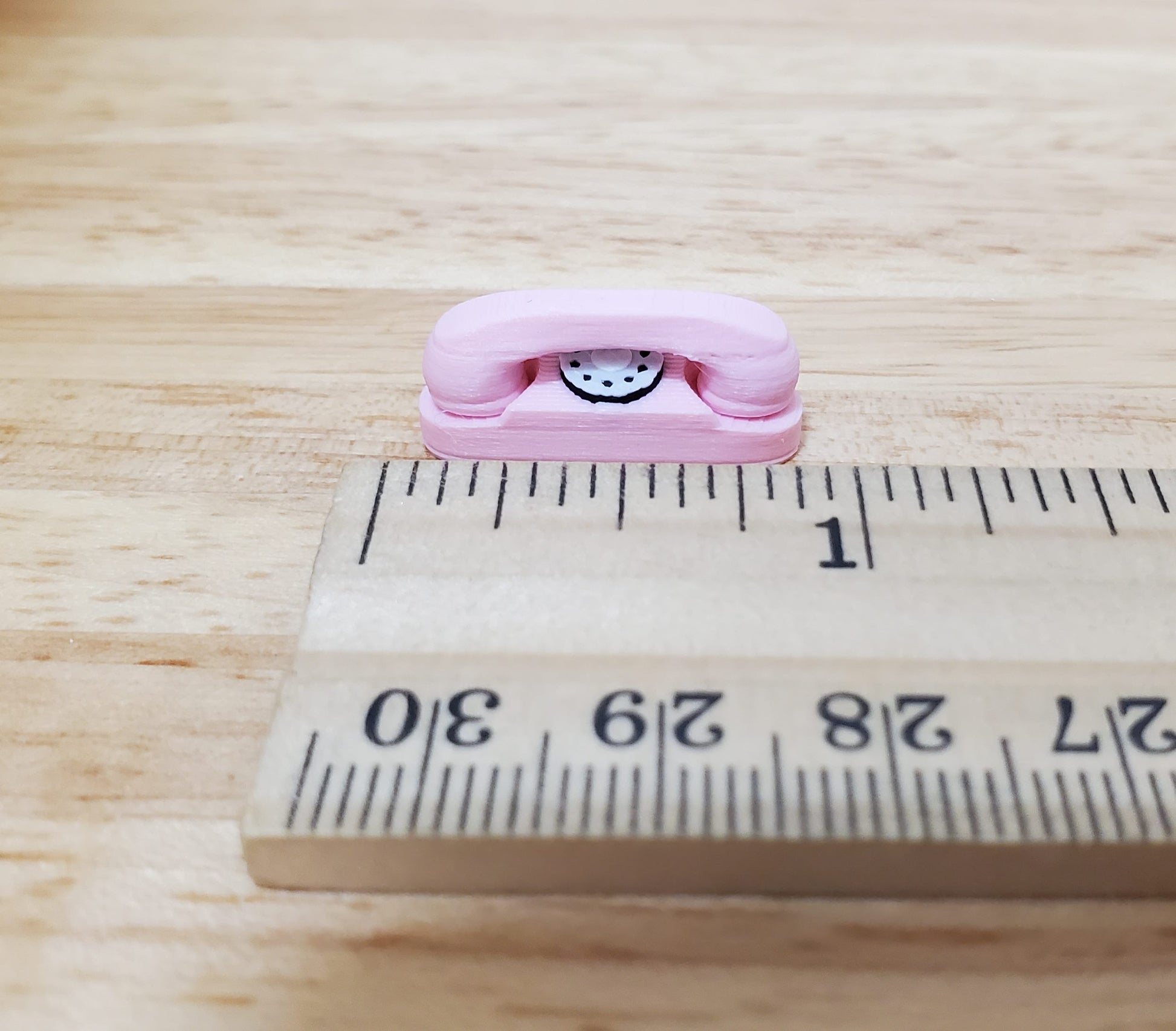 Dollhouse Pink Princess Telephone Dial Phone Modern 1950s 1:12 Scale Miniature