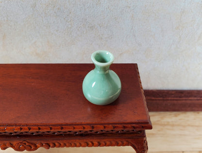 Dollhouse Small Light Green Ceramic Vase or Jar 1:12 Scale Miniature