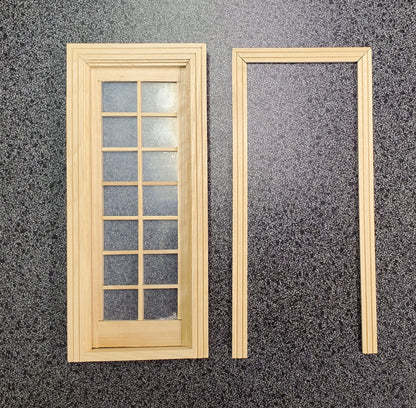 Dollhouse Single French Door Interior or Exterior 14 Pane 1:12 Scale Miniature