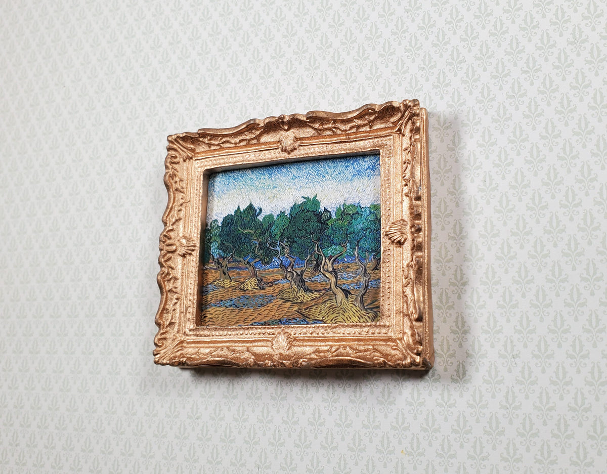 Miniature Vincent Van Gogh Framed Print Olive Grove Blue/Green 1:12 Scale