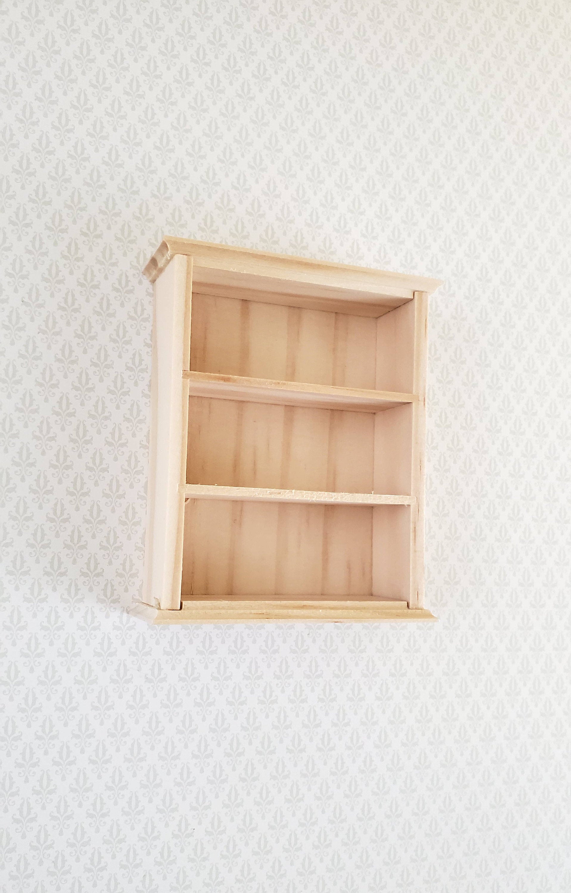 Dollhouse Miniature Hanging Shelf or Half Scale Bookcase 1:12 Scale Furniture Barewood