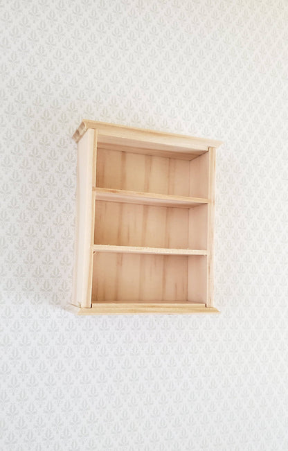 Dollhouse Miniature Hanging Shelf or Half Scale Bookcase 1:12 Scale Furniture Barewood