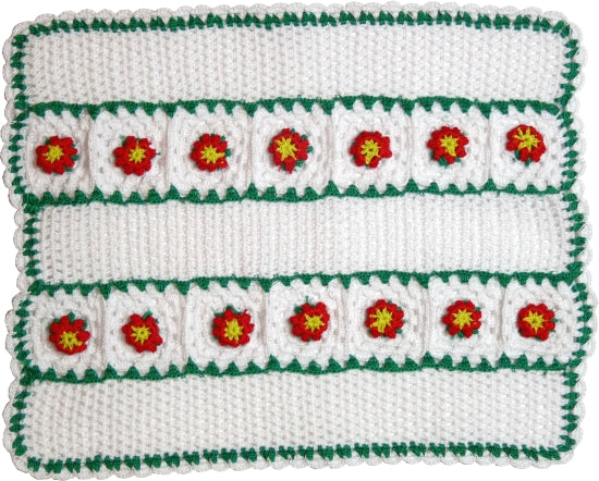 Dollhouse 3D Afghan Christmas Poinsettia Hand Crocheted 1:12 Scale Miniature