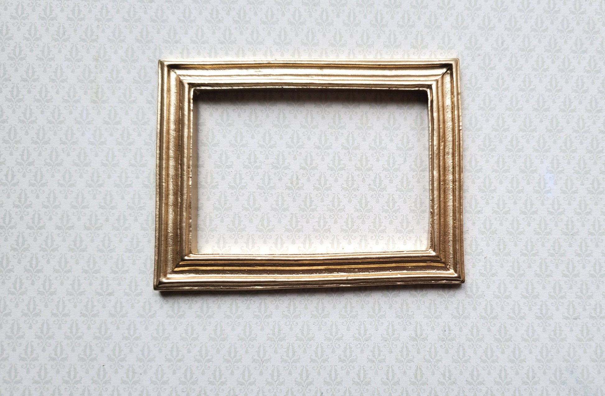 Dollhouse Miniature Picture Frame Large Gold for Painting 3" x 2 1/4" 1:12 Scale