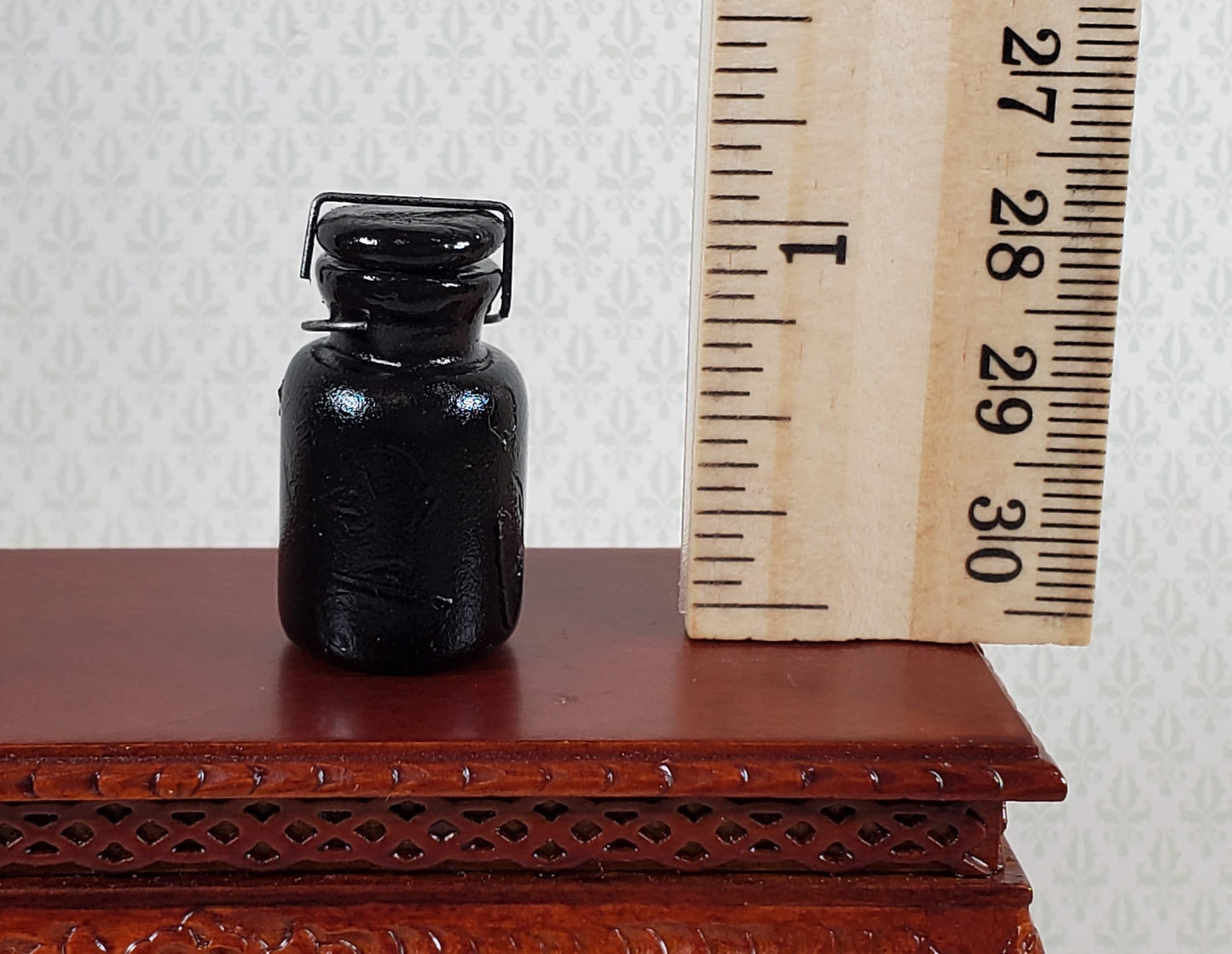 Dollhouse Jar Large Black Glass with Removable Lid 1:12 Scale Miniature