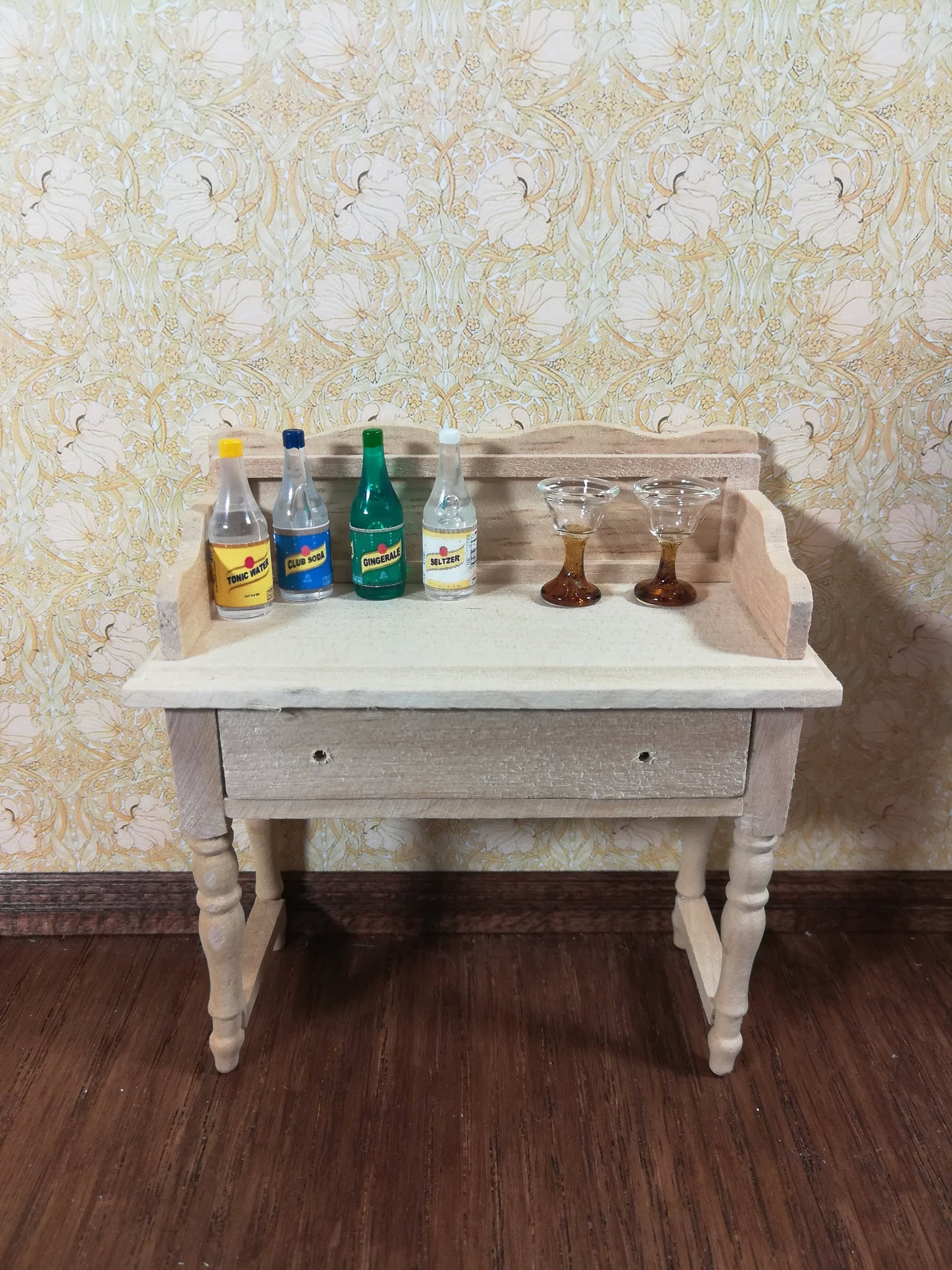 Dollhouse Miniature Cocktail Drink Mixers x4 Tiny Bottles 1:12 Scale Tonic Water